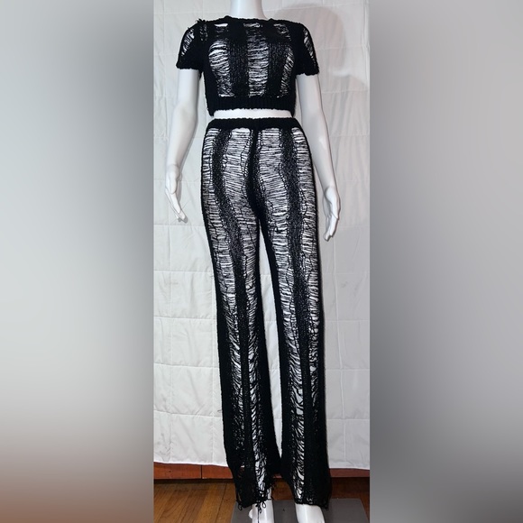 Black Open Stitch Swimsuit Cover Up - Picture 2 of 4